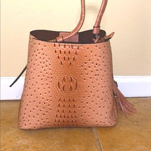 Large half alligator faux and ostrich faux bag